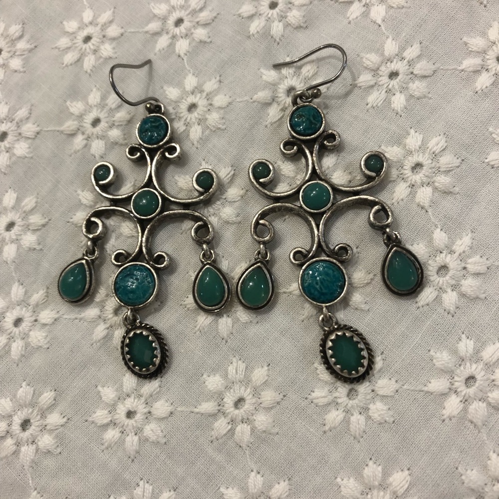 Turquoise boho dangle earrings